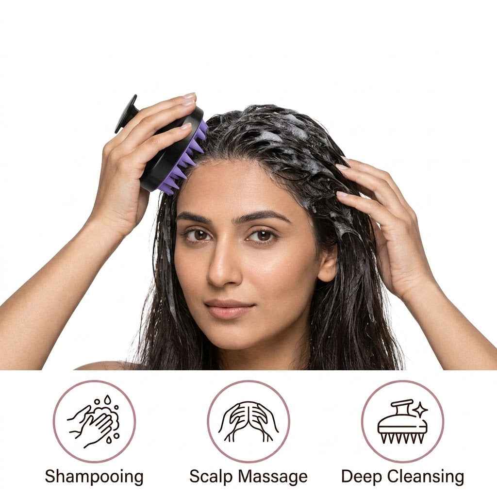 Silicone Scalp Massager & Shampoo Brush – Deep Cleansing & Gentle Massage