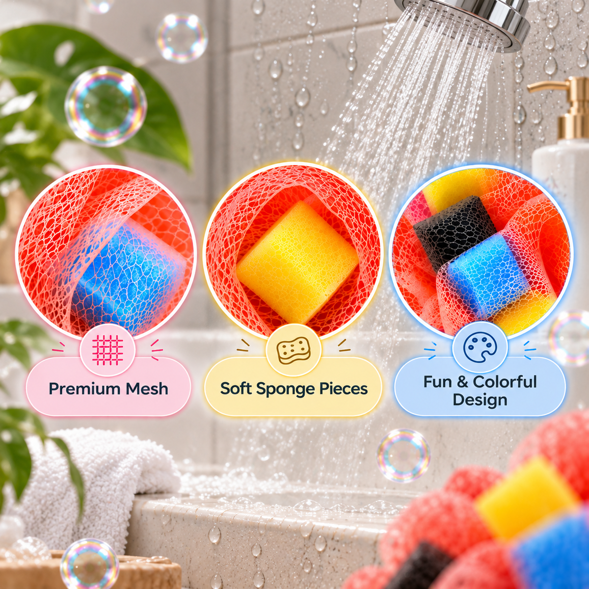 Exfoliating Sponge Mesh Bath Loofah | Body Scrubber