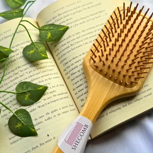 Natural Wooden Paddle Hair Brush – For Frizzy & Wavy Hair